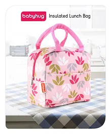 Babyhug Insulated Lunch Bag With Floral Print - Pink