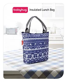 Babyhug Insulated Lunch Bag With Strips Print - Blue