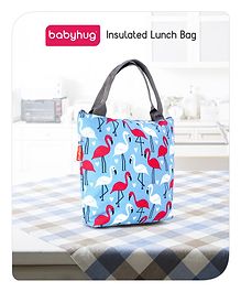 Babyhug Insulated Lunch Bag With Flamingo Print - Blue