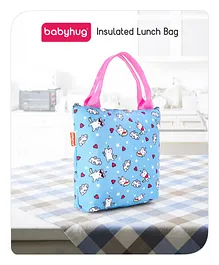 Babyhug Insulated Lunch Bag With Cat Print - Blue
