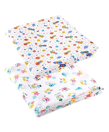 babywish 100% Natural Muslin Baby Swaddle Blankets Rocket Print Pack of 2 - Multicolour
