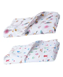 babywish 100% Natural Muslin Baby Swaddle Blankets Mushroom Print Pack of 2 - Multicolour