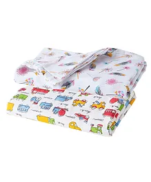 babywish 100% Natural Muslin Baby Swaddle Blankets Leaf Print Pack of 2 - Multicolour