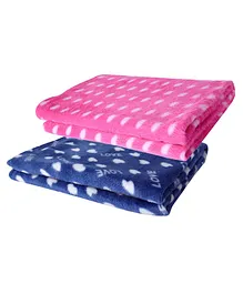 babywish Fleece Reversible Blankets Pack Of 2 - Multicolour