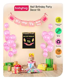 Babyhug Half Birthday Party Decor Kit Pink - Pack of 24