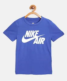 Nike Half Sleeves Logo Print Tee - Blue