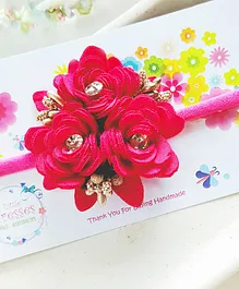 Little Tresses Bunch Of Flowers Soft Stretchable Headband - Dark Pink
