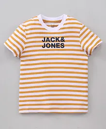 JACK & JONES JUNIOR Half Sleeves Striped T-Shirt - Orange