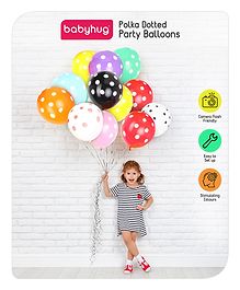 Babyhug Polka Dotted Party Balloons - Pack of 50 | Perfect for Birthday Parties | Celebrations | Baby Showers & Festive Decorations | High-Quality Durable Latex To Limit Leakage Of The Balloons