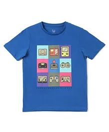 JACK & JONES JUNIOR Full Sleeves T-Shirt Text Graphic - Blue