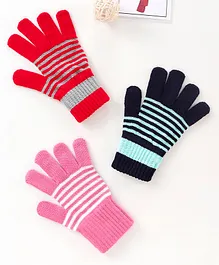 Model Unisex Gloves Striped Prints - Red Blue Pink