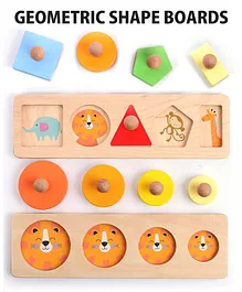 Intellibaby Wooden Geometric Shape Board Puzzle Level 8 - 9 Pieces