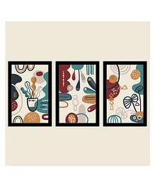 WENS Framed Abstract Color Art Print Set of 3 - Multicolor