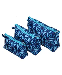 All For Colour Indigo Batik 3 Piece Cosmetic Bag Set - Blue