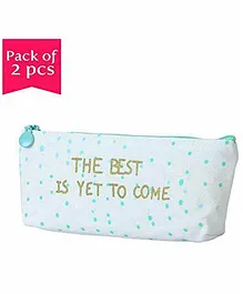 Enwraps Canvas Cloth Pencil Case Pouch Dotted Pack of 2 - White Green