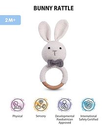 Intellibaby Crochet & Wood Bunny Rattle Level 1 - White