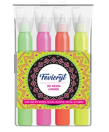 Fevicryl 3D Neon Liners Kit Multicolor Pack of 4 - 20 ml Each