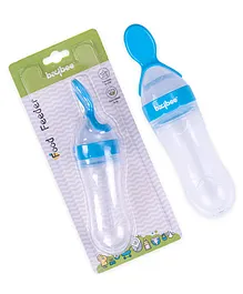 Baybee Infant Silicone Squeeze Bottle with Spoon - Blue