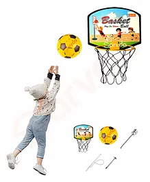 Sarvda Basketball Game PlaySet with Adjustable Wall Mounted Hanging Board & Hoop - Multicolour