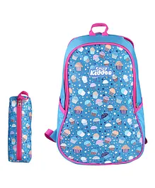 Smily Kiddos Cupcake Themed Backpack with Pouch Blue Pink - 13 inches