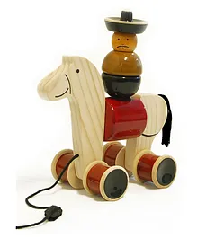 Fairkraft Creations Wooden Hee Haw Horse Pull Along Toy - Multicolour