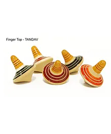 Fairkraft Creations Wooden Tandave Finger Top Set Of 5 - Multicolour