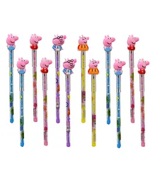 Asera Push Pencils Peppa Pig Family Theme Pack of 12 - Multicolor