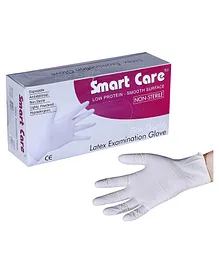 Smart Care Medium Size Latex Medical Hand Gloves White - 100 Pieces