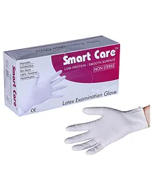 Smart Care Small Size Latex Medical Hand Gloves White - 100 Pieces