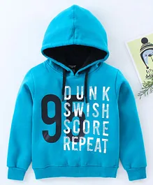 Smarty Full Sleeves Hooded Sweatshirt Text Graphic - Blue