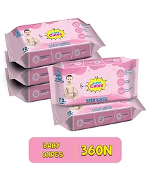 Super Cute Premium Soft Cleansing Baby Wipes Combo of 5 - 72 Pieces each