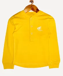 Kiddopanti Full Sleeves Solid Colour Henley Tee - Yellow