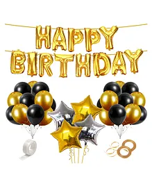 Zyozi Birthday Decorations Black & Gold - Pack of 33