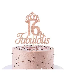 Zyozi 16 & Fabulous Cake Topper RoseGold - Pack Of  1