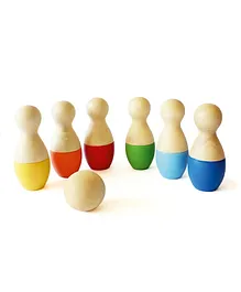C&C Wooden Bowling Set 7 Pieces - Multicolour