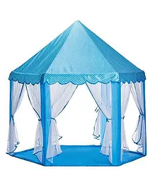 Maanit Hexagon Castle Play Tent With Mosquito Net Design - Blue