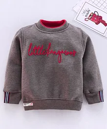 Little Kangaroos Full Sleeves Sweatshirt Text Print - Grey