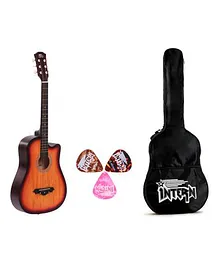 Intern 38C Cutaway Design Sunburst Acoustic Guitar with Picks & Carry Bag - Brown