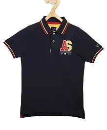 Allen Solly Junior Half Sleeves T-Shirt A S Champions Embroidery - Navy Blue