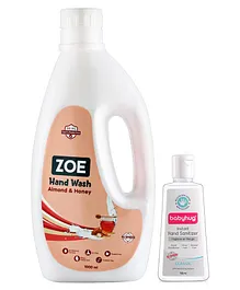 Babyhug   Hand Sanitizer 100ml & Zoe Almond And Honey Hand Wash - Pack Of 2