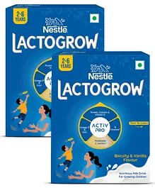 Nestle LACTOGROW Nutritious Milk Drink Biscuity & Vanilla Flavour- 400 gm (Pack of 2)