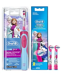 Oral-B Kids Electric Rechargeable Frozen Toothbrush - Pink & Blue & Oral-B Kids Electric Rechargeable Frozen Toothbrush Heads Pack of 2 - Pink & Blue