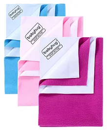 Babyhug Smart Dry Bed Protector Sheet Set of 3 - Small ( Feeroju, Pink & Orchid)