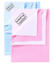 Babyhug Smart Dry Bed Protector Sheet Set of 2 - Large ( Sky Blue & Pink)