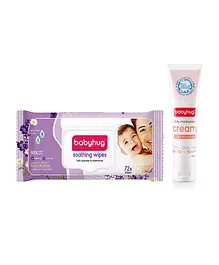 Babyhug Soothing Lavender & Chamomile Wipes - 72's and Full body and Face Moisturizing Cream - 100 ml