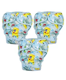 Pokemon Reusable Cloth Diaper Set  of 3- Small,Medium,Large (Blue)