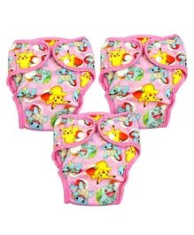 Pokemon Reusable Cloth Diaper Set of 3 -Small,Medium,Large (Pink)