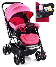 Babyhug Symphony Stroller With Reverisble Handle & Mosquito Net - Pink