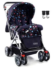 Babyhug Comfy Ride Stroller With Reversible Handle - Dark Navy Blue