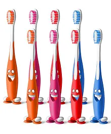 aquawhite Junior Toothbrush Smiley Design Pack of 4 (Color May Vary) (Pack of 2)